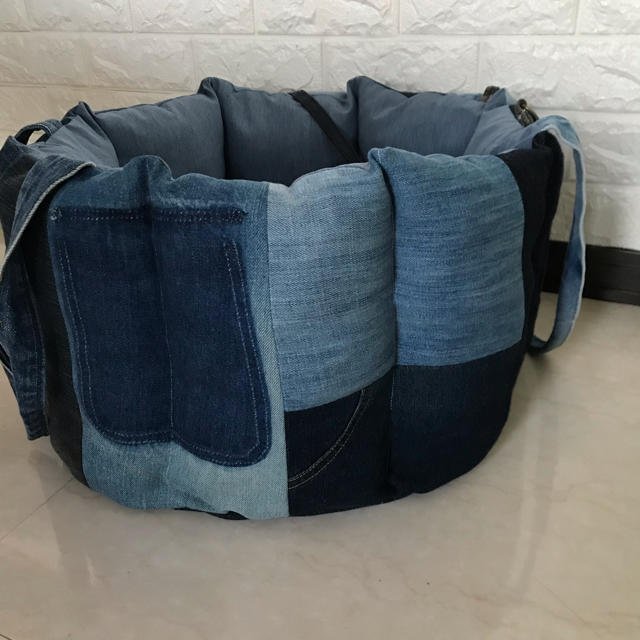 ドライブベッド ペットベッド デニムリメイク ハンドメイド