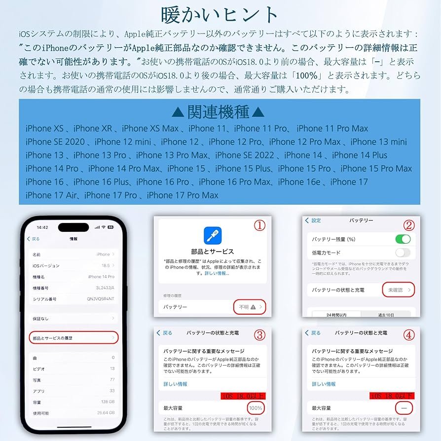 Amazon | KOSPAOO for iPhone 14 Pro Max バッテリー 交換 大容量