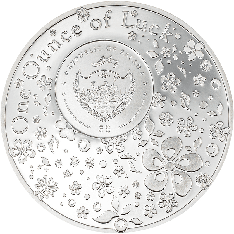 パラオ 2024年 四葉のクローバー 5ドル銀貨四葉のクローバー付