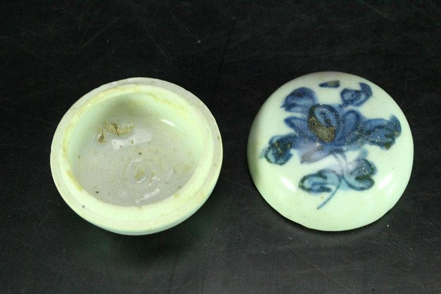 茶道具 古染付 丸香合 明時代 唐物(K-XA862)