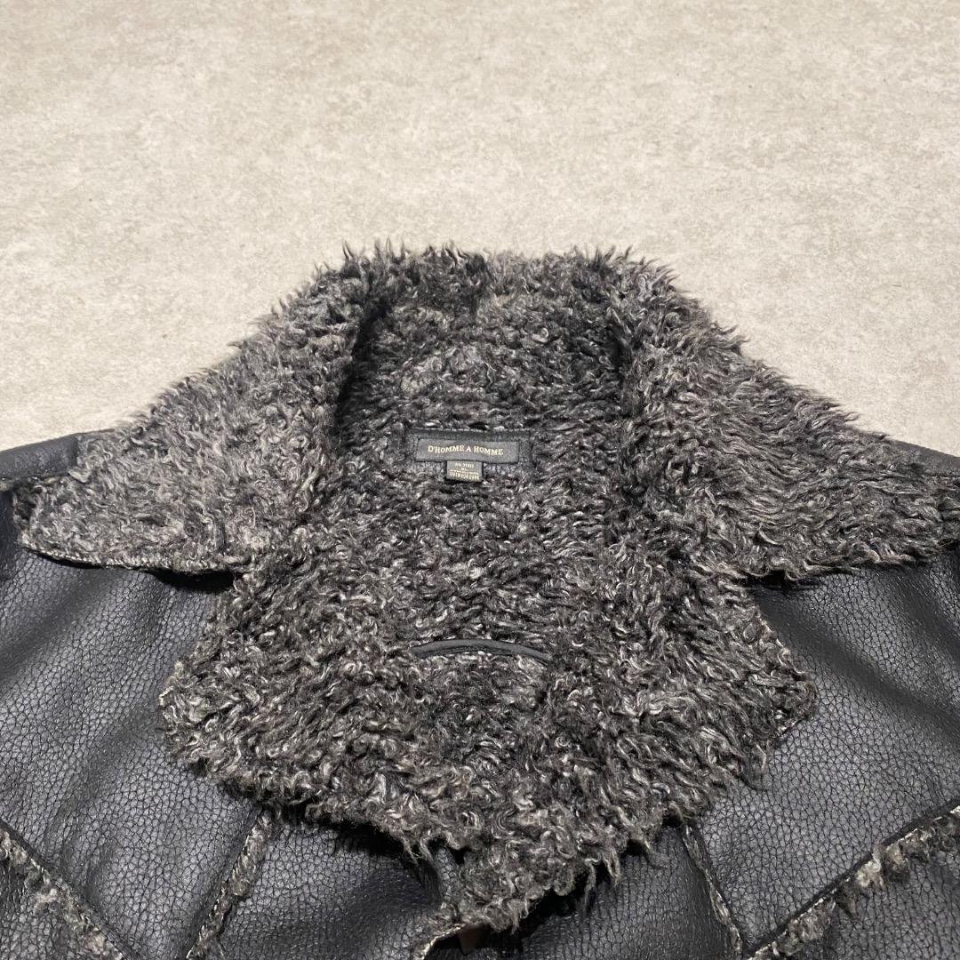 00s アーカイブ ネオお兄系 グランジ ファー 合皮 レザーコート XL