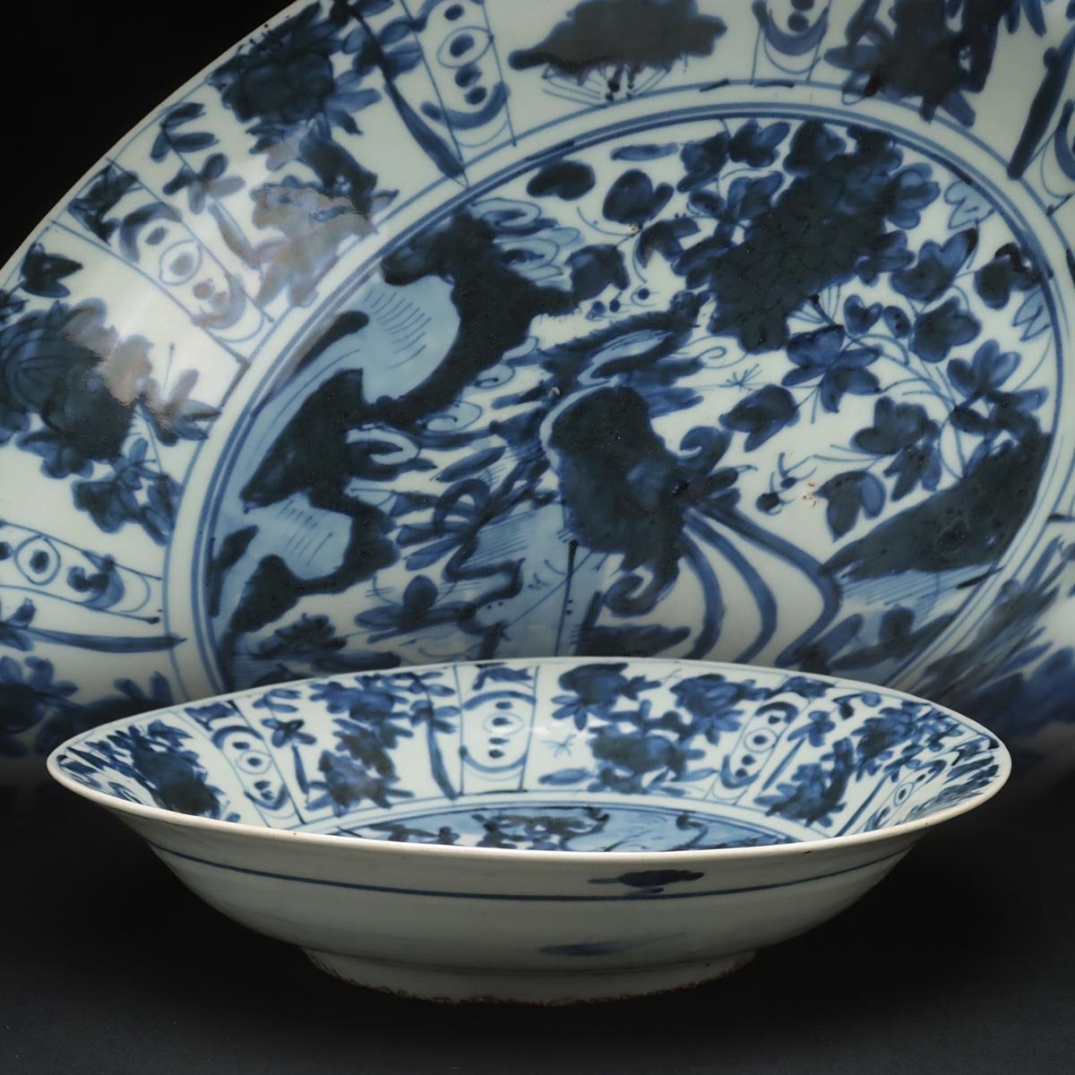 中国明時代晩期特大染付お茶碗 中国明時代晩期特大染付